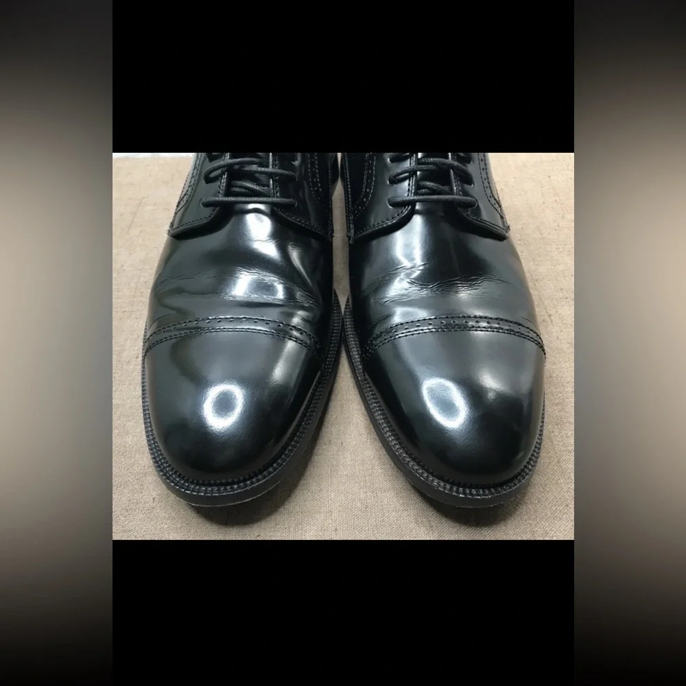 Johnston & Murphy Bradford Cap Toe $150 Men's Black Leather Dress Shoes Size 9D